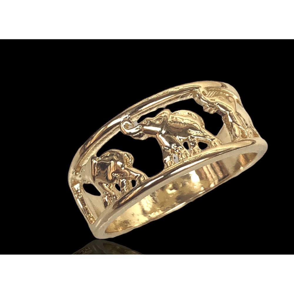 RING‎ Laminated Gold Elephant Parade  Band Animal Lover lucky Jewelry, Size 7